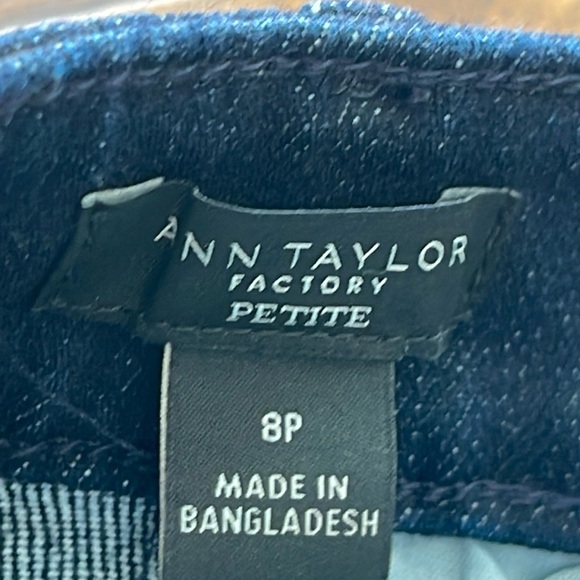 Ann Taylor Factory blue denim dressy jean trousers wide leg high rise sz 8p - Picture 4 of 15